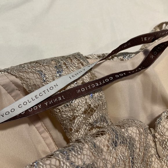 Jenny Yoo Collection Sliver and Cream Lace Cocktail Dress - Picture 5 of 12